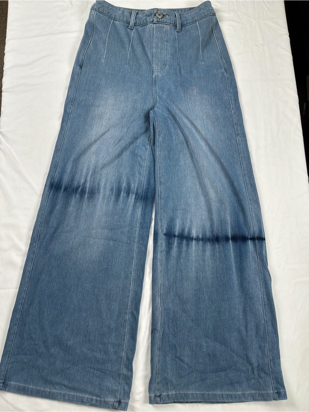 HALARA Light Blue Tie-Dye Wide Leg High-Rise Jeans